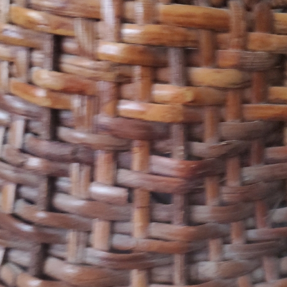 Vintage Small Woven Brown Rattan Lamp Shades – Set of 2 - Picture 5 of 11